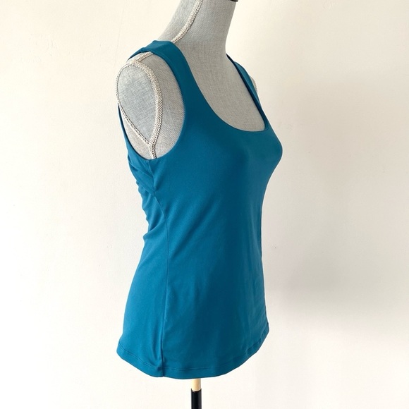 Prana Teal Cut Out Backless Tank Top Sz M Yoga Soft Comfortable Stretch - Picture 3 of 10